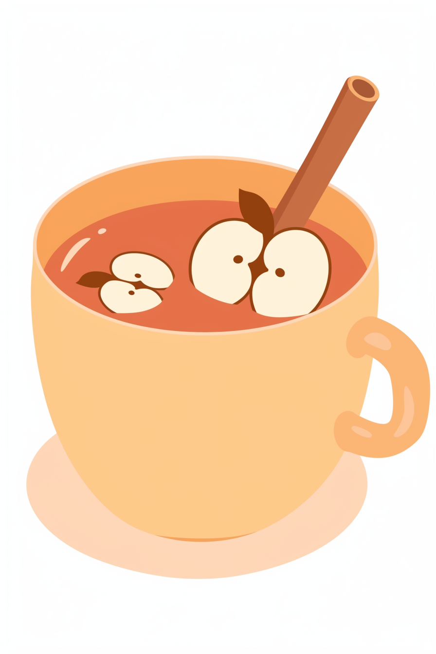 thanksgiving food drawing ideas featuring a cozy cup of apple cider with apple slices and a cinnamon stick.